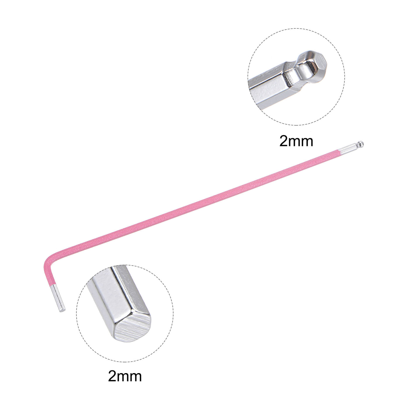 uxcell Uxcell Kugelkopf Sechskantschlüssel L Förmige Lange Arm S2 Stahl Reparaturwerkzeug Rosa 2mm