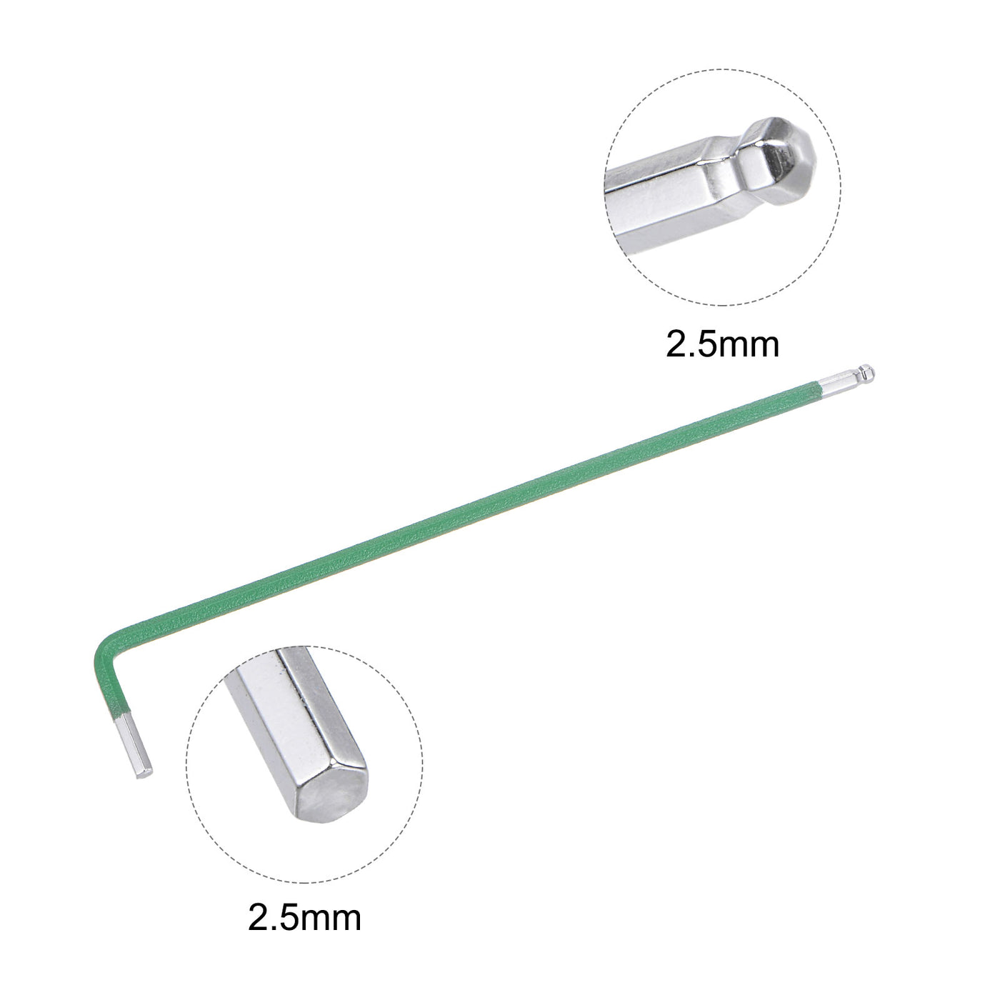 uxcell Uxcell 2.5mm Ball End Hex Key Wrench, L Shaped Long Arm S2 Steel Repairing Tool 4 Pcs