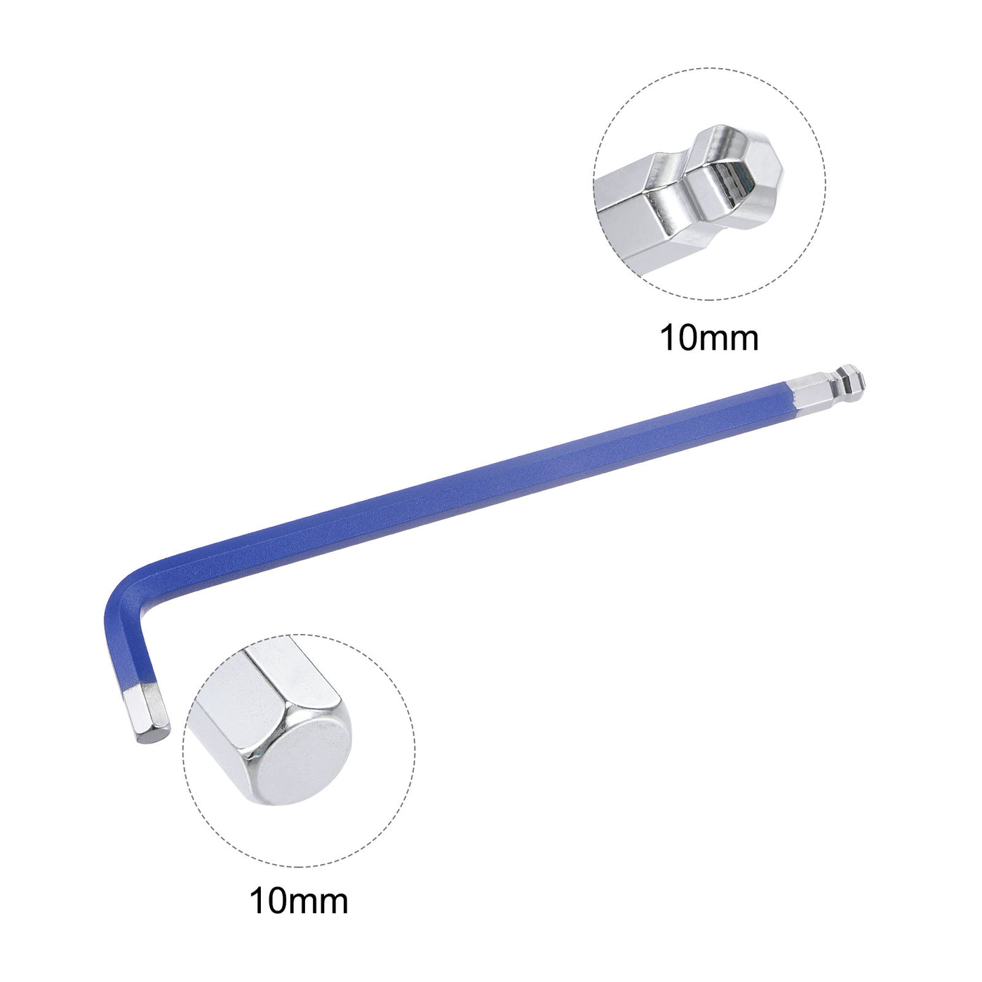 uxcell Uxcell 10mm Ball End Hex Key Wrench, L Shaped Long Arm S2 Steel Repairing Tool 4 Pcs