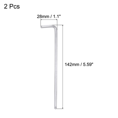 Harfington Uxcell 2 Stück Kugelkopf Sechskantschlüssel L Förmige Lange Arm CR-V Reparaturwerkzeug SAE Ersatz 5/32"