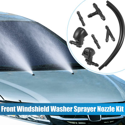 Harfington 1 Set Windshield Washer Nozzles Set 76810-TK8-A01 Front Windshield Spray Nozzles Wiper Spray Washer Jet and Fluid Hose with Connectors for Honda Odyssey 2011-2017 Black