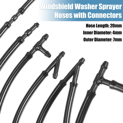 Harfington 1 Set Windshield Washer Nozzles Set 76810-TK8-A01 Front Windshield Spray Nozzles Wiper Spray Washer Jet and Fluid Hose with Connectors for Honda Odyssey 2011-2017 Black