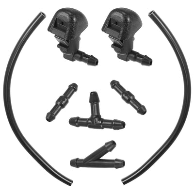 Harfington 1 Set Windshield Washer Nozzles Set 76810-TK8-A01 Front Windshield Spray Nozzles Wiper Spray Washer Jet and Fluid Hose with Connectors for Honda Odyssey 2011-2017 Black