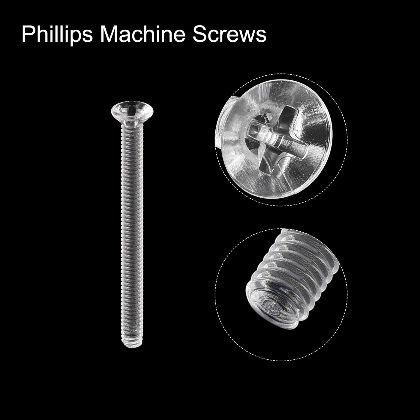 uxcell Uxcell M2x20mm Plastic Phillips Machine Screws, PC Flat Head Machine Bolts 25pcs