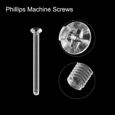 Harfington Uxcell M2x20mm Plastic Phillips Machine Screws, PC Flat Head Machine Bolts 25pcs