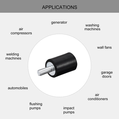 Harfington Uxcell 4 Stück Gummihalterungen M5x12mm Vibrationsisolator Stoßdämpfer D15mmxH20mm