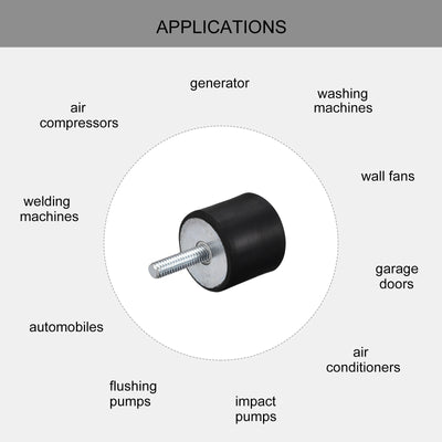 Harfington Uxcell Rubber Mounts 4pcs M6x15mm Male/Female Vibration Isolator Shock Absorber D20mmxH15mm