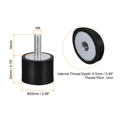 Harfington Uxcell 8 Stück Gummihalterungen M6 Stecker/Buchse Vibrationsisolator Stoßdämpfer D25mmxH20mm