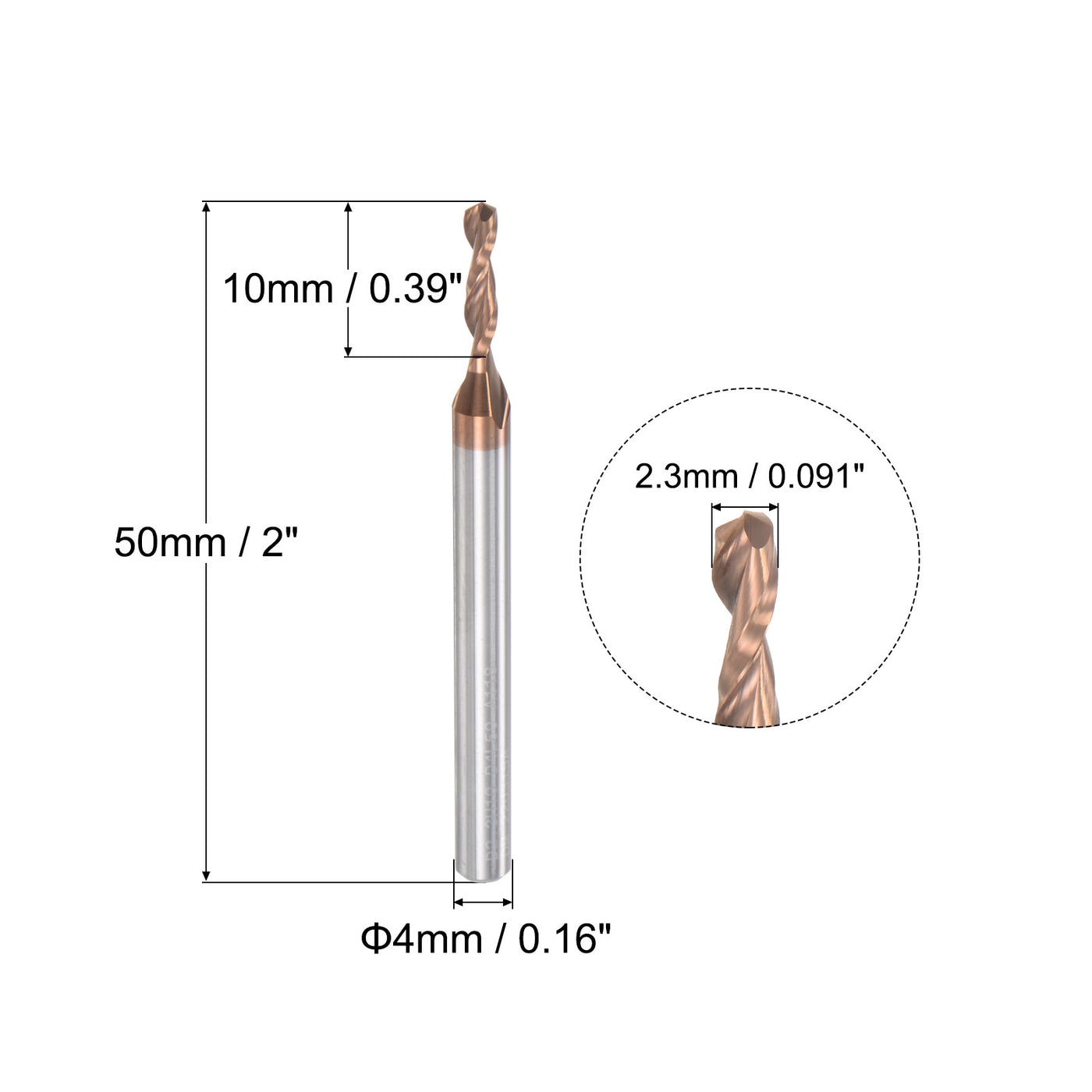 uxcell Uxcell Titanium Coated Carbide Straight Shank Twist Drill Bit