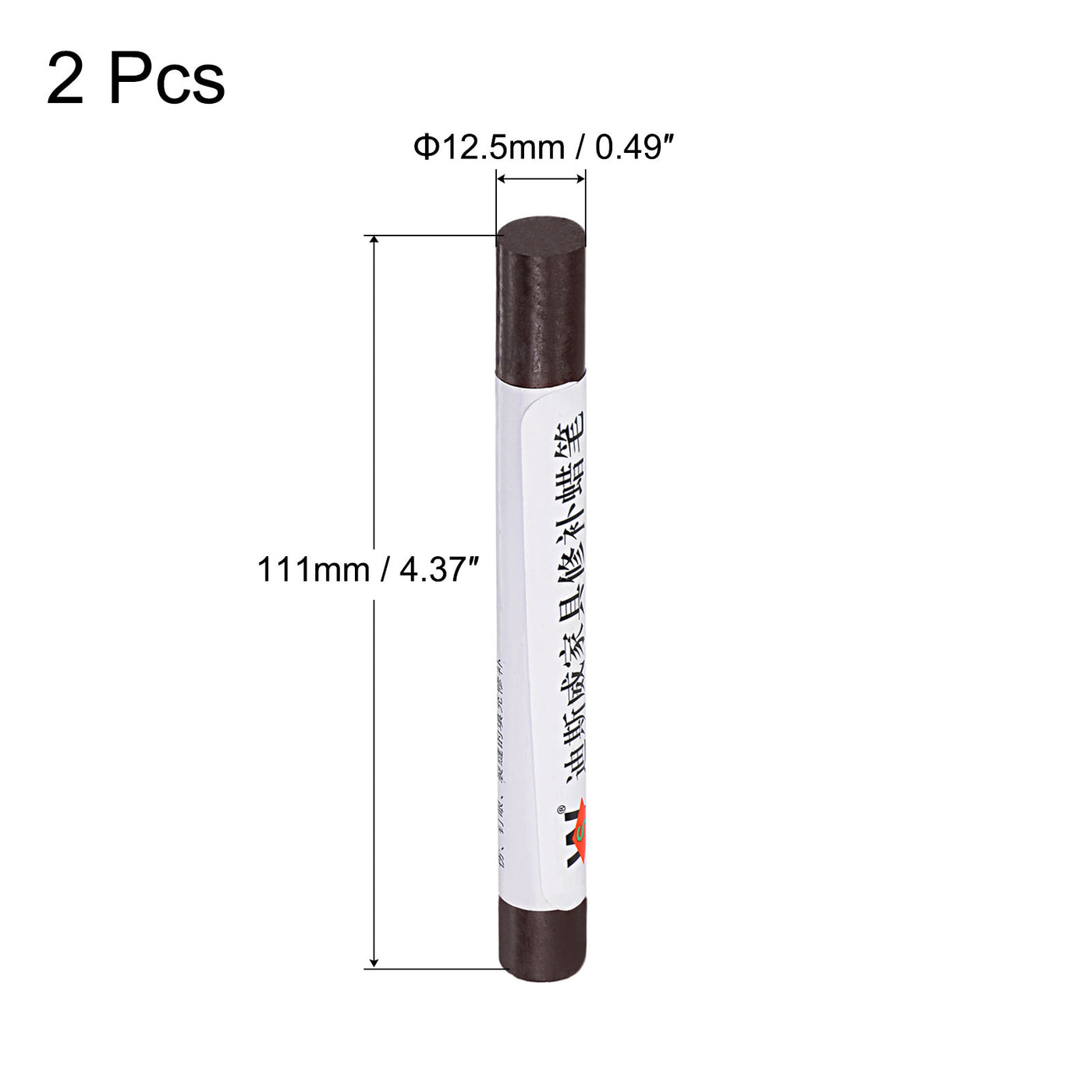 uxcell Uxcell Wood Wax Filler Stick, Furniture Crayons Touch Up Pens, Dark Red Brown, 2Pcs