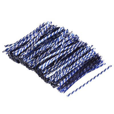 Harfington Foil Twist Ties 4" Plastic Closure Tie for Bread, Candy Holographic Blue 500pcs