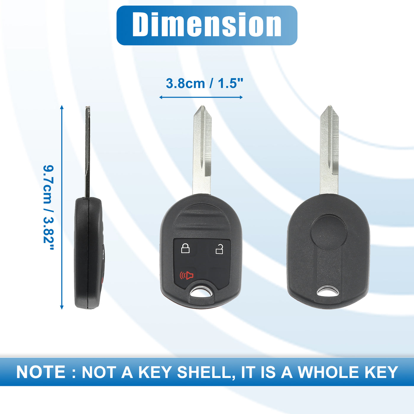 3 Button Car Keyless Entry Remote Control Replacement Key Fob