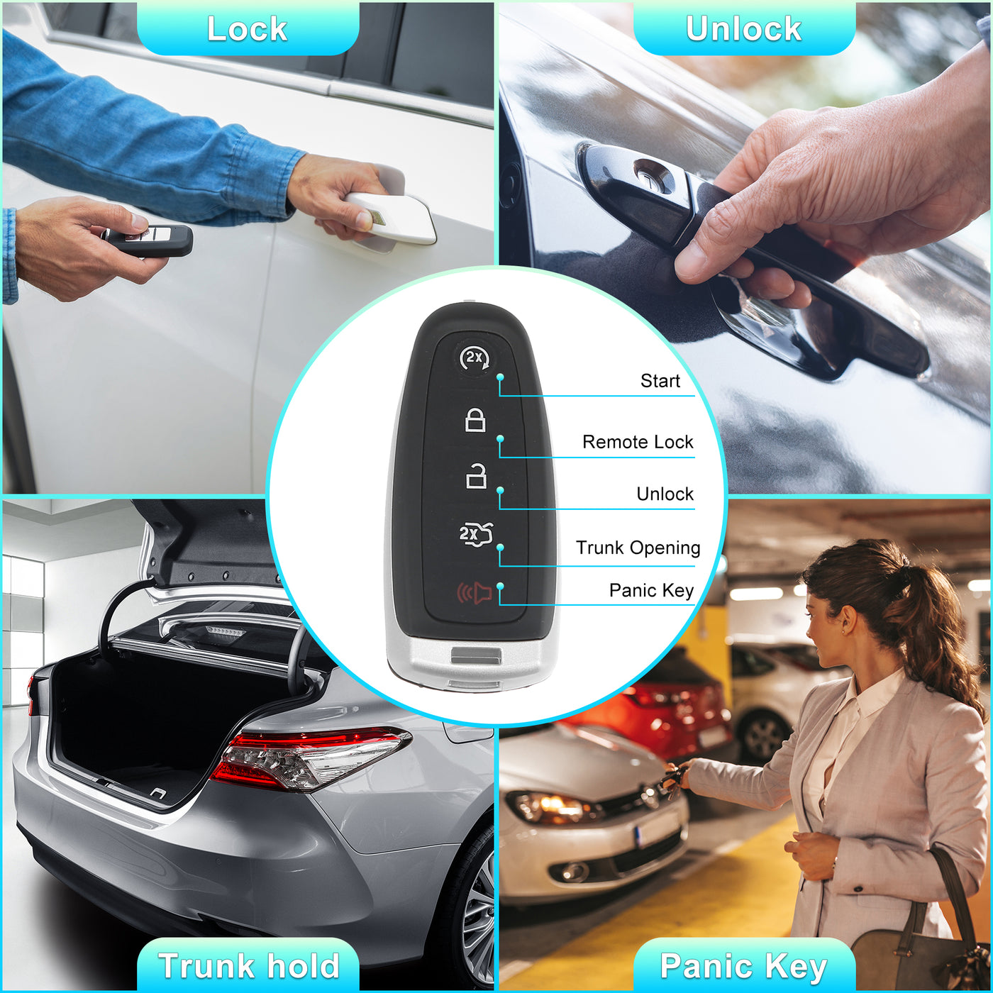 315MHz M3N5WY8609 Replacement Smart Proximity Keyless Entry Remote Key Fob  for Ford Edge Explorer 2011-2015 for Lincoln MKS MKT MKX Navigator 5