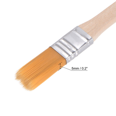 Harfington Uxcell 0.5" Width Small Paint Brush Nylon Bristle with Wood Handle Painting Tool 6Pcs