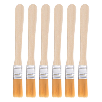 uxcell Uxcell 0.5" Width Small Paint Brush Nylon Bristle with Wood Handle Painting Tool 6Pcs