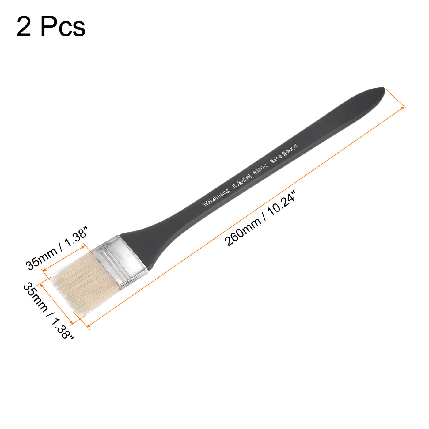 uxcell Uxcell 2Stk. 1,4" breiter kleiner Pinsel Naturborsten und Holzgriff Malwerkzeug