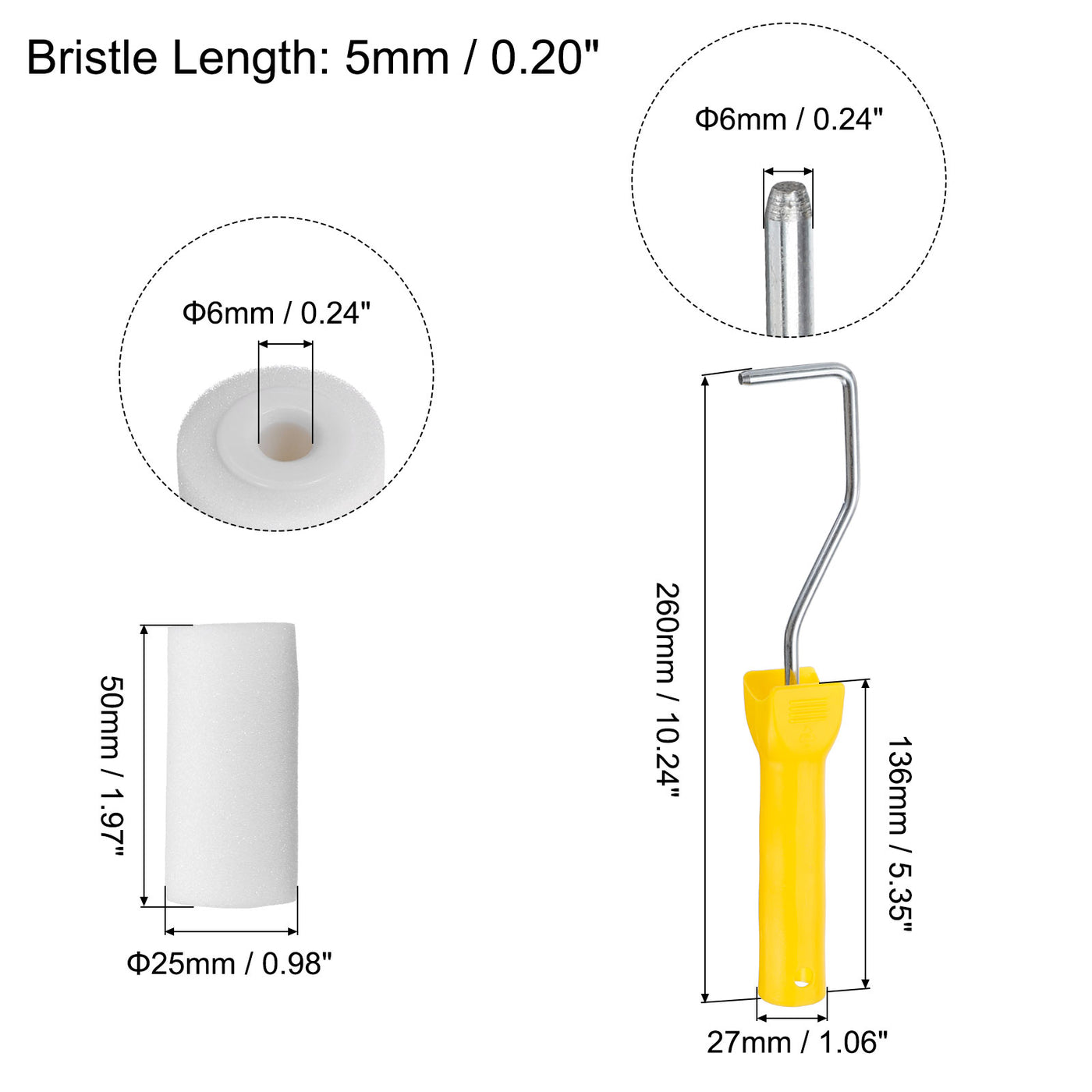 uxcell Uxcell 8Stk 2" Mini Farbrollen mit 2" 5mm Ölbasierter 2" Farbwanne 26cm Rahmen Malerei