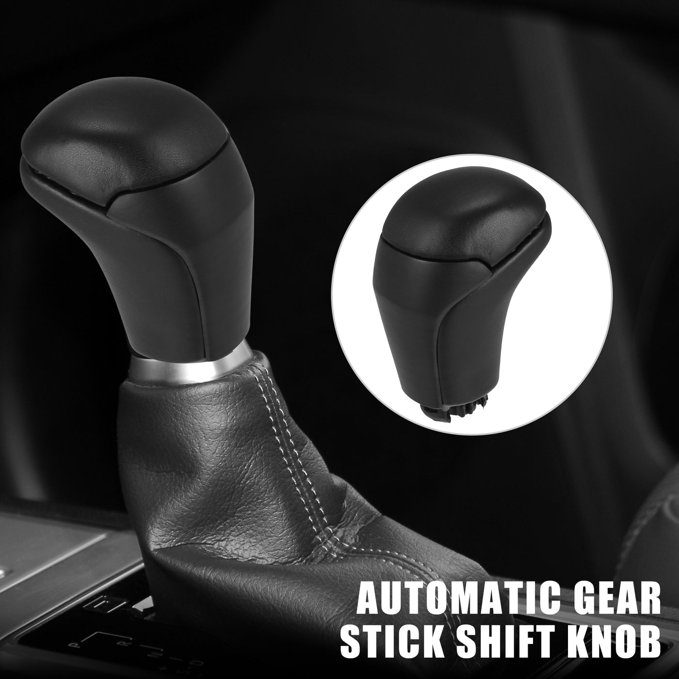 X AUTOHAUX Car Auto Automatic Gear Stick Shift Knob for Toyota Highlander 2014-2019 Tacoma TRD Sport 3.5L Black Faux Leather Black Wood Pattern