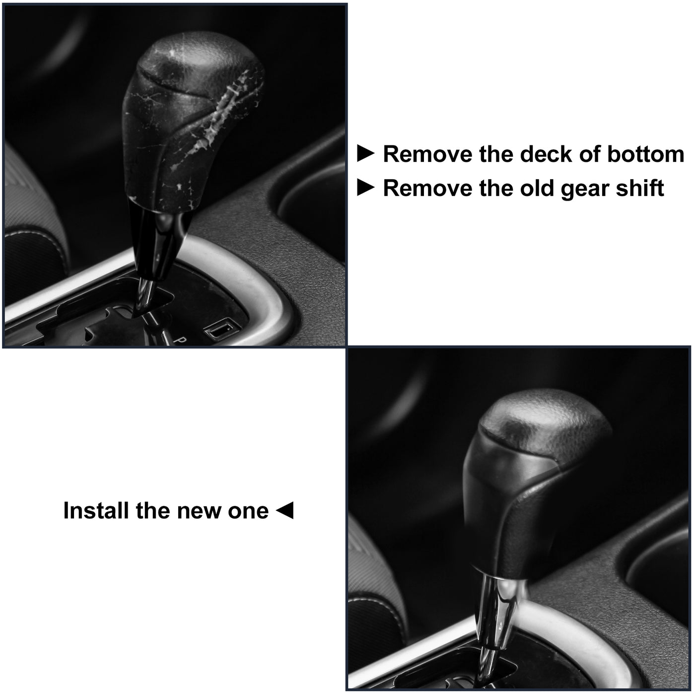 X AUTOHAUX Car Auto Automatic Gear Stick Shift Knob for Toyota Land Cruiser 4Runner 2003-2021 for Tundra for Lexus LX Black Faux Leather Wood Pattern