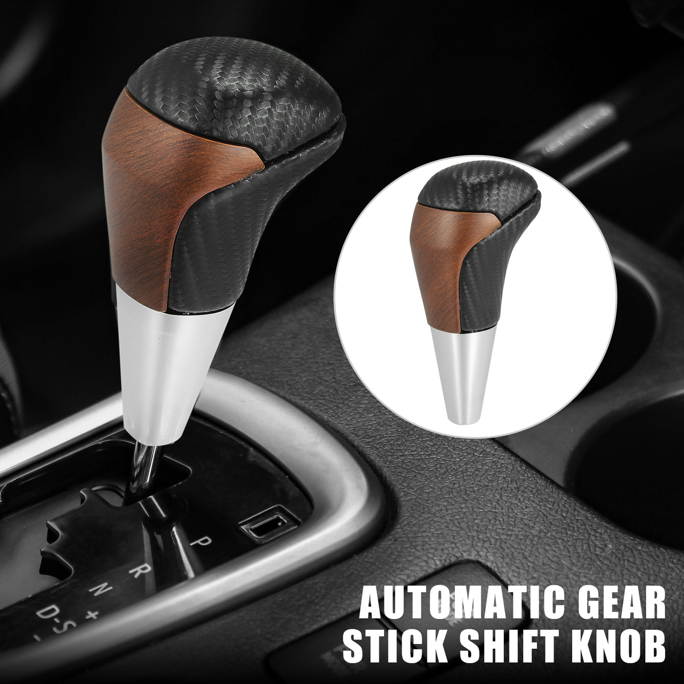 X AUTOHAUX Car Auto Automatic Gear Stick Shift Knob for Toyota Land Cruiser 4Runner 2003-2021 for Tundra for Lexus LX Black Carbon Fiber Pattern Wood Pattern