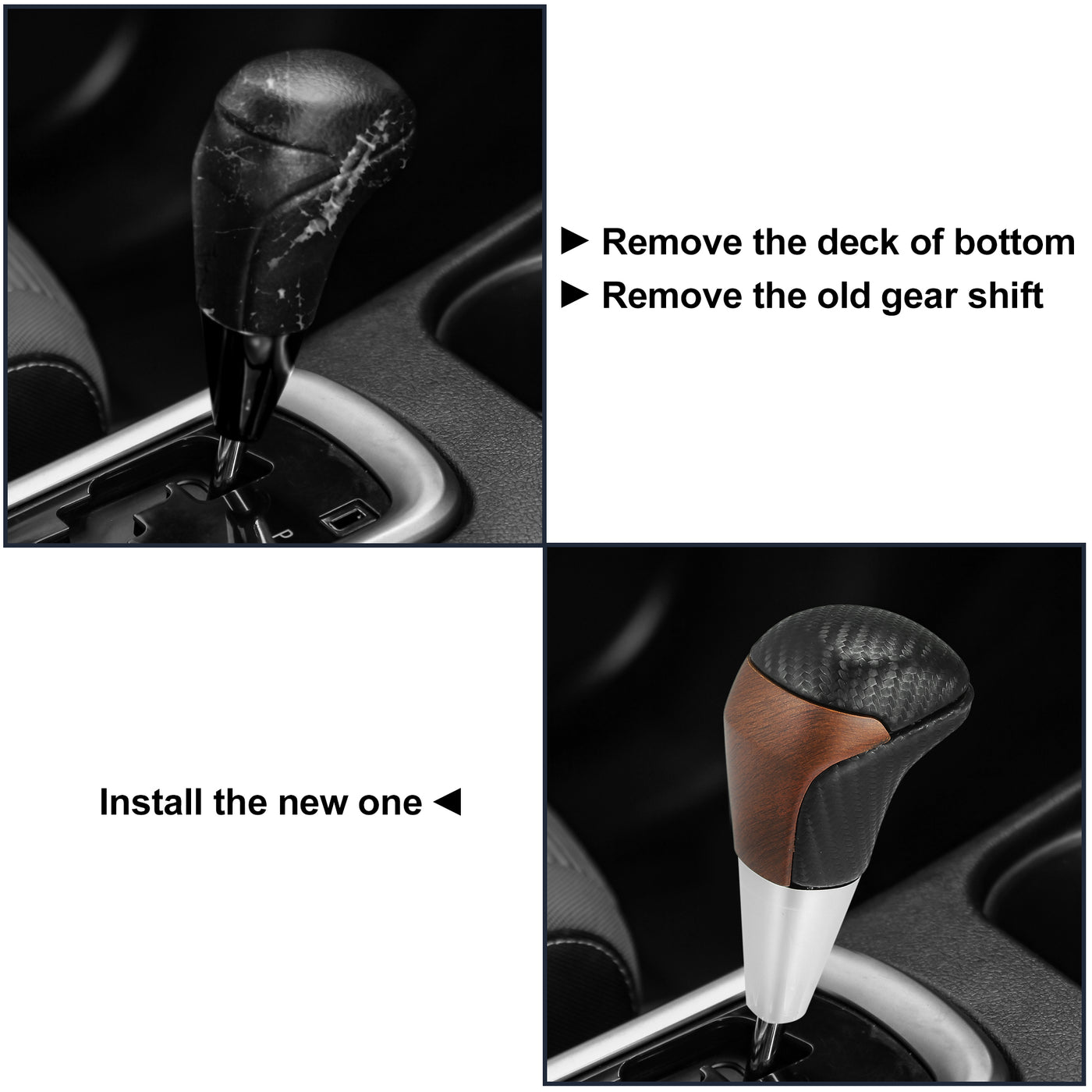 X AUTOHAUX Car Auto Automatic Gear Stick Shift Knob for Toyota Land Cruiser 4Runner 2003-2021 for Tundra for Lexus LX Black Carbon Fiber Pattern Wood Pattern