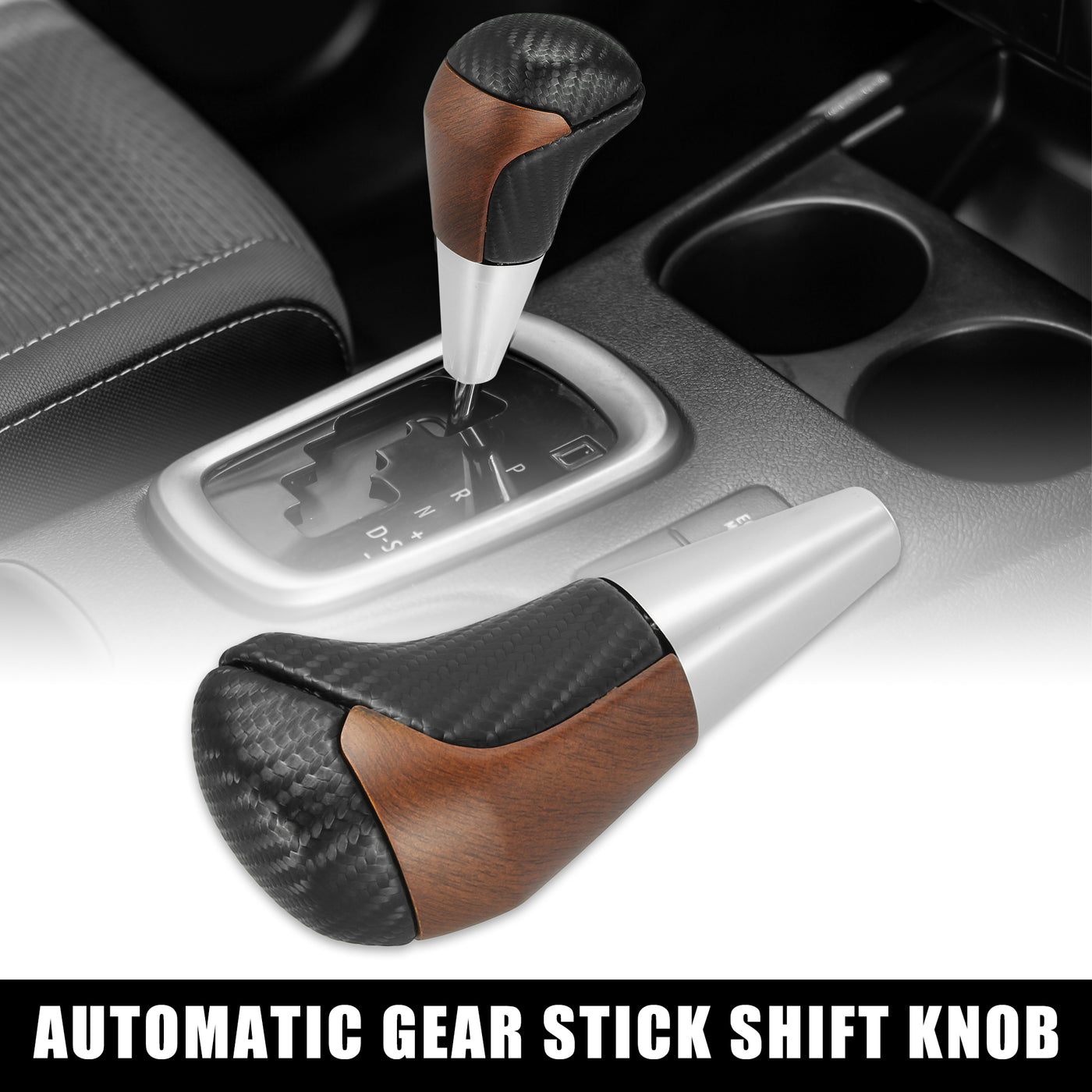 X AUTOHAUX Car Auto Automatic Gear Stick Shift Knob for Toyota Land Cruiser 4Runner 2003-2021 for Tundra for Lexus LX Black Carbon Fiber Pattern Wood Pattern