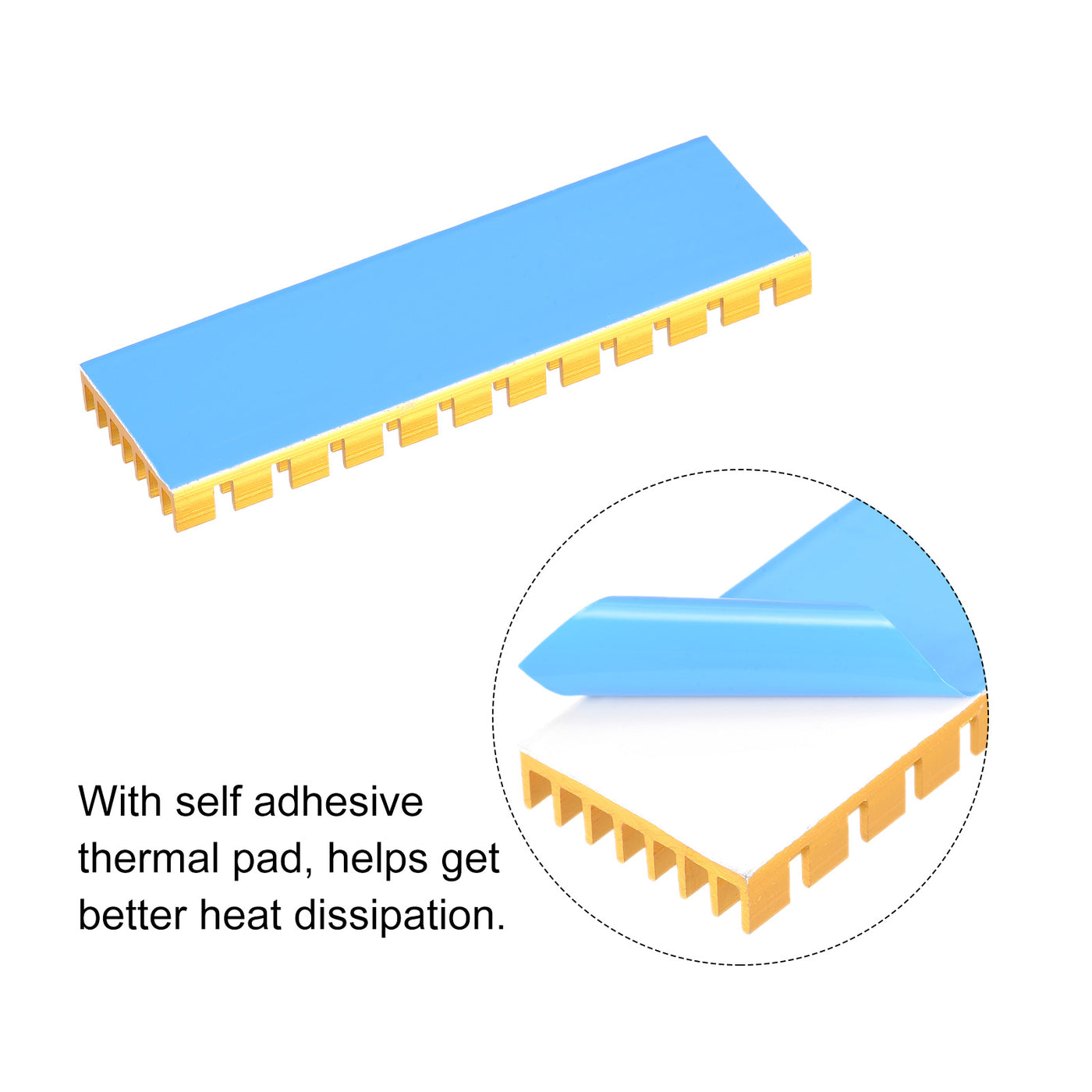 Harfington Aluminum Heatsink Self Adhesive with Notch for M.2 SSD