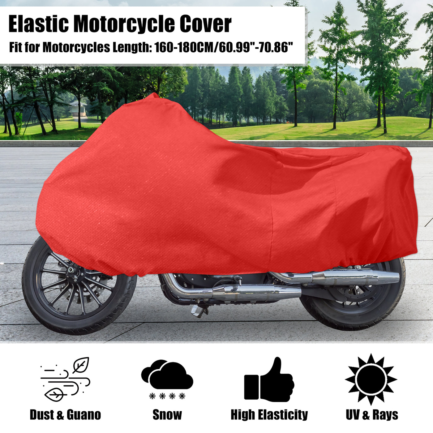 Motoforti M Indoor Motorcycle Cover Elastic Dust-Proof Covers Motorbikes Cover Sun Snow Protector for Honda CB CBR for Kawasaki KX KLX Dirt Bikes Red