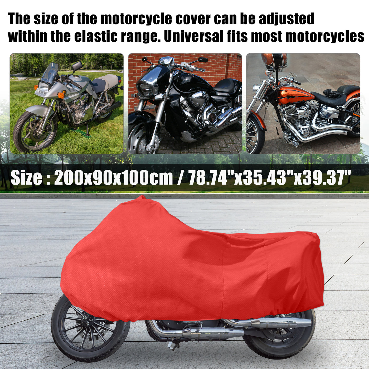 Motoforti M Indoor Motorcycle Cover Elastic Dust-Proof Covers Motorbikes Cover Sun Snow Protector for Honda CB CBR for Kawasaki KX KLX Dirt Bikes Red