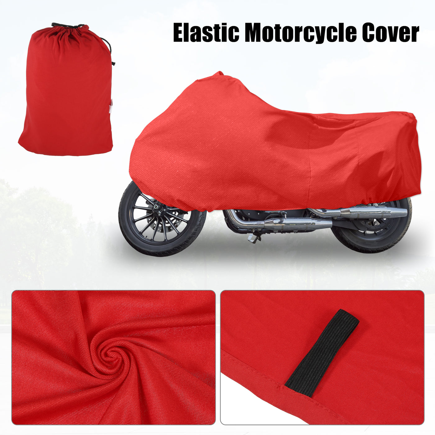 Motoforti M Indoor Motorcycle Cover Elastic Dust-Proof Covers Motorbikes Cover Sun Snow Protector for Honda CB CBR for Kawasaki KX KLX Dirt Bikes Red