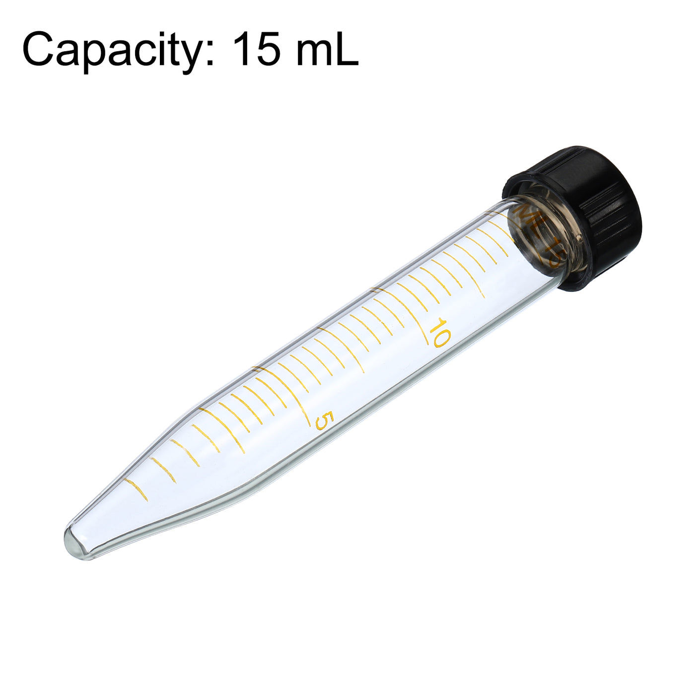 Harfington 15mL 125mm Length Glass Test Tube, 1 Pack Round Bottom Screw Cap for Chemical Laboratory, Transparent