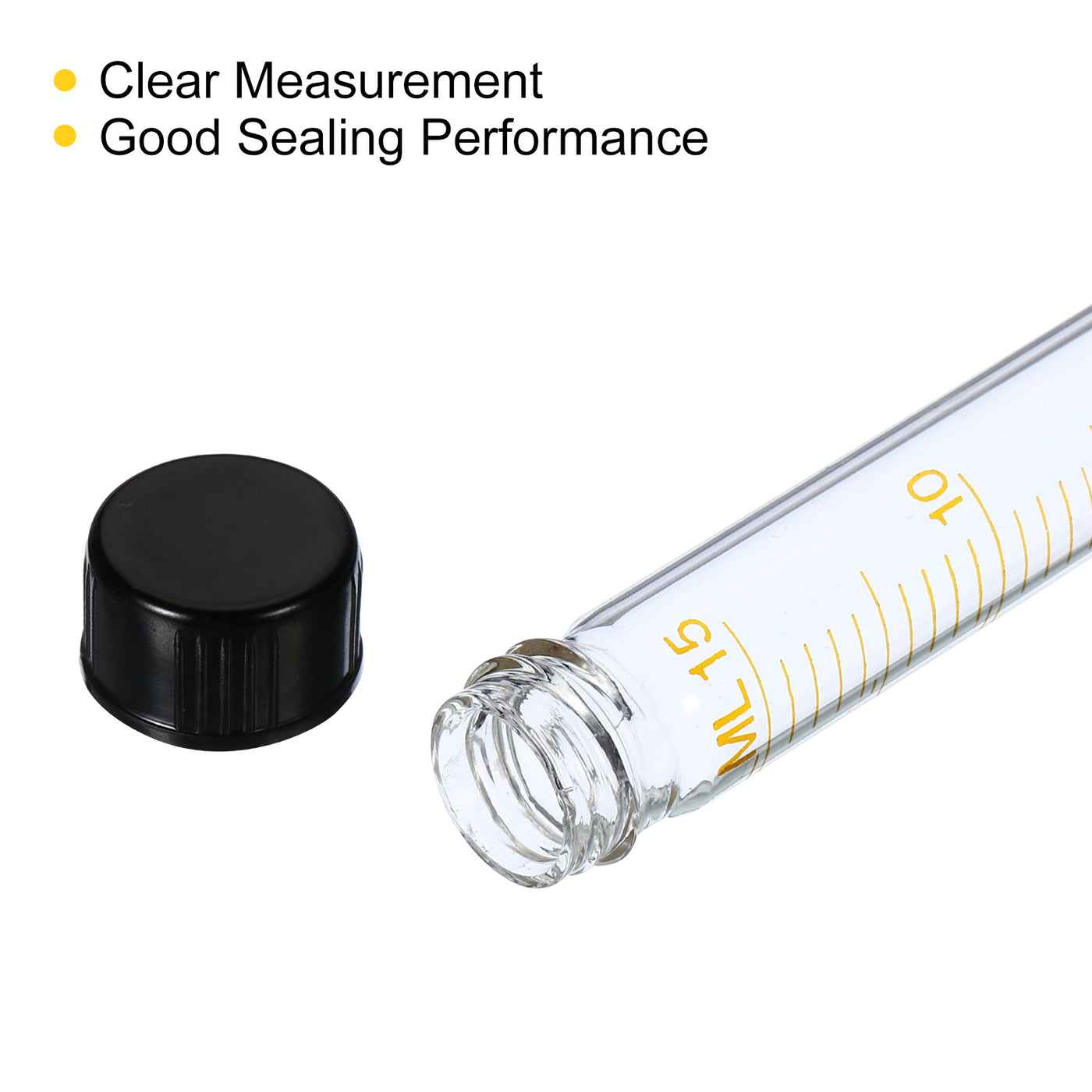 Harfington 15mL 125mm Length Glass Test Tube, 1 Pack Round Bottom Screw Cap for Chemical Laboratory, Transparent