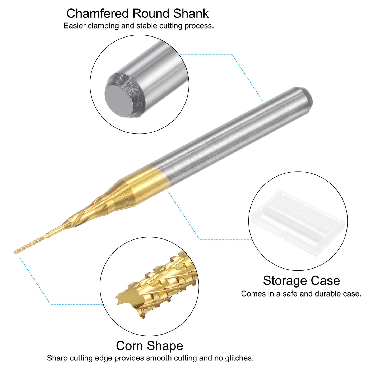 Harfington Titanium Coated Carbide End Mill CNC Router Bits Engraving Cutter