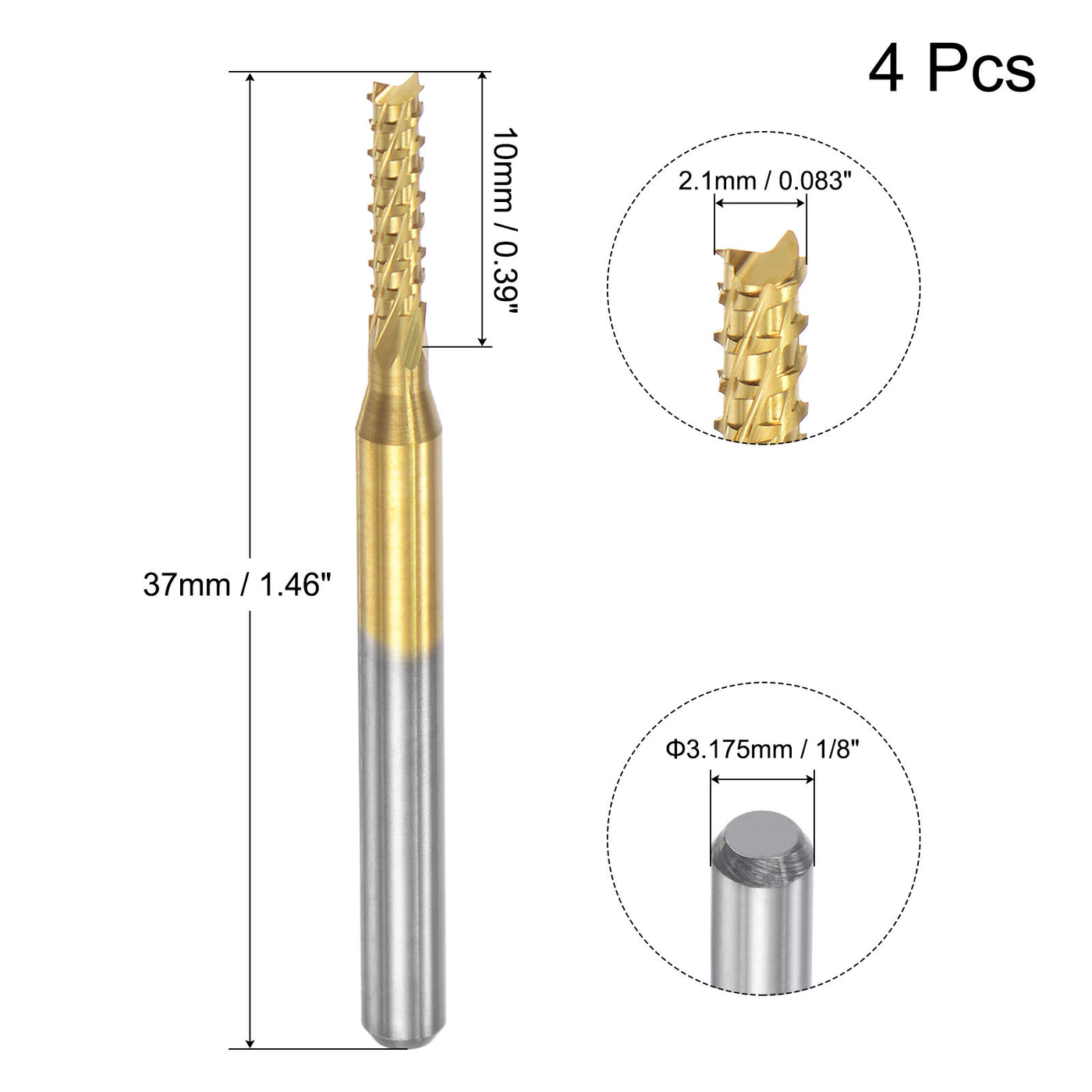 Harfington Titanium Coated Carbide End Mill CNC Router Bits Engraving Cutter