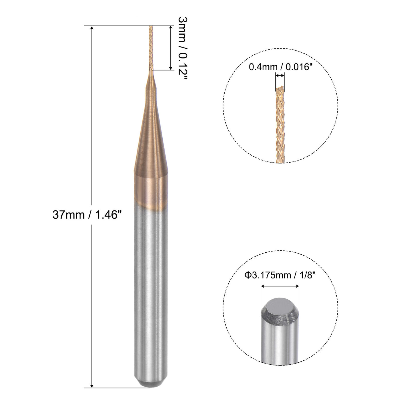 Harfington Titanbeschichteter Hartmetall-Schaftfräser CNC-Fräser-Bits Gravur-Fräswerkzeug