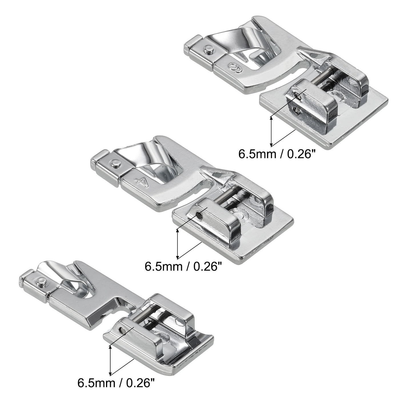 uxcell Uxcell 3mm, 4mm, 6mm Rolled Hem Sewing Machine Presser Foot Set, 2Pcs