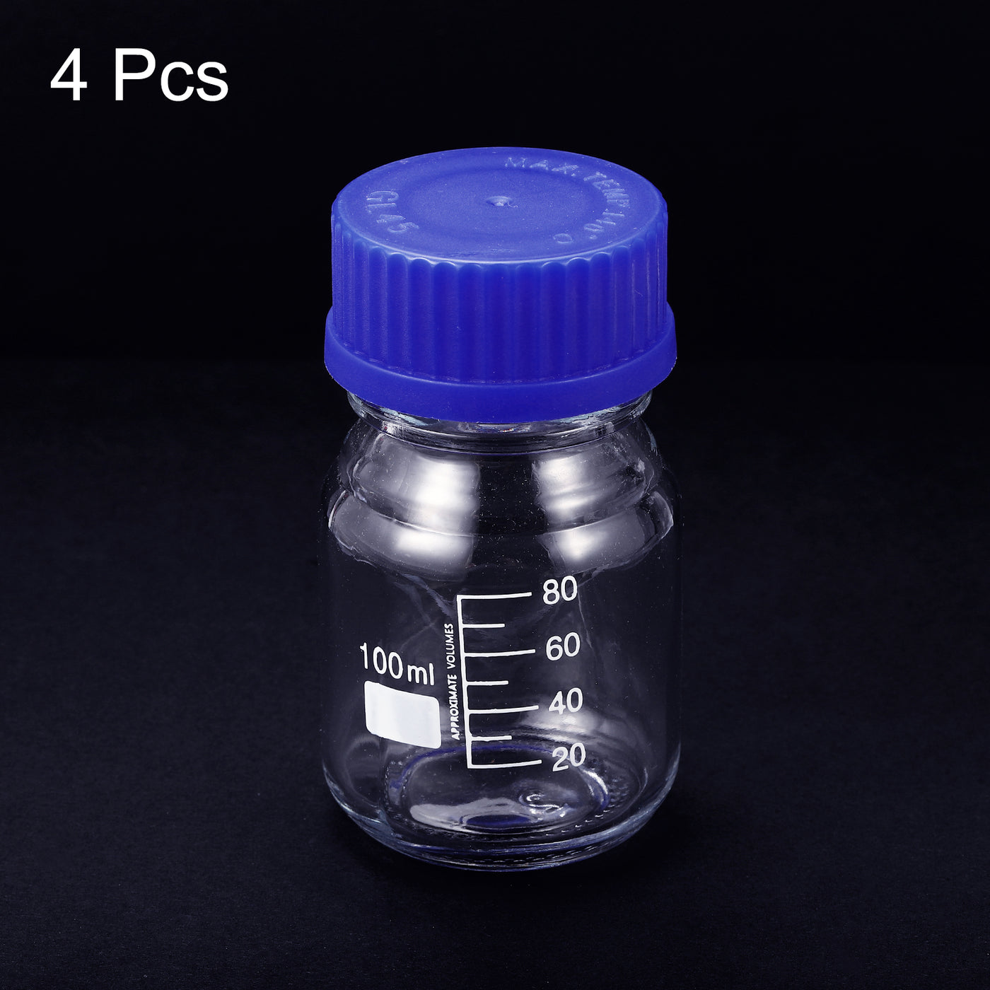 Harfington 100mL Clear Reagent Media Graduated Glass Storage Bottle Blue Cap