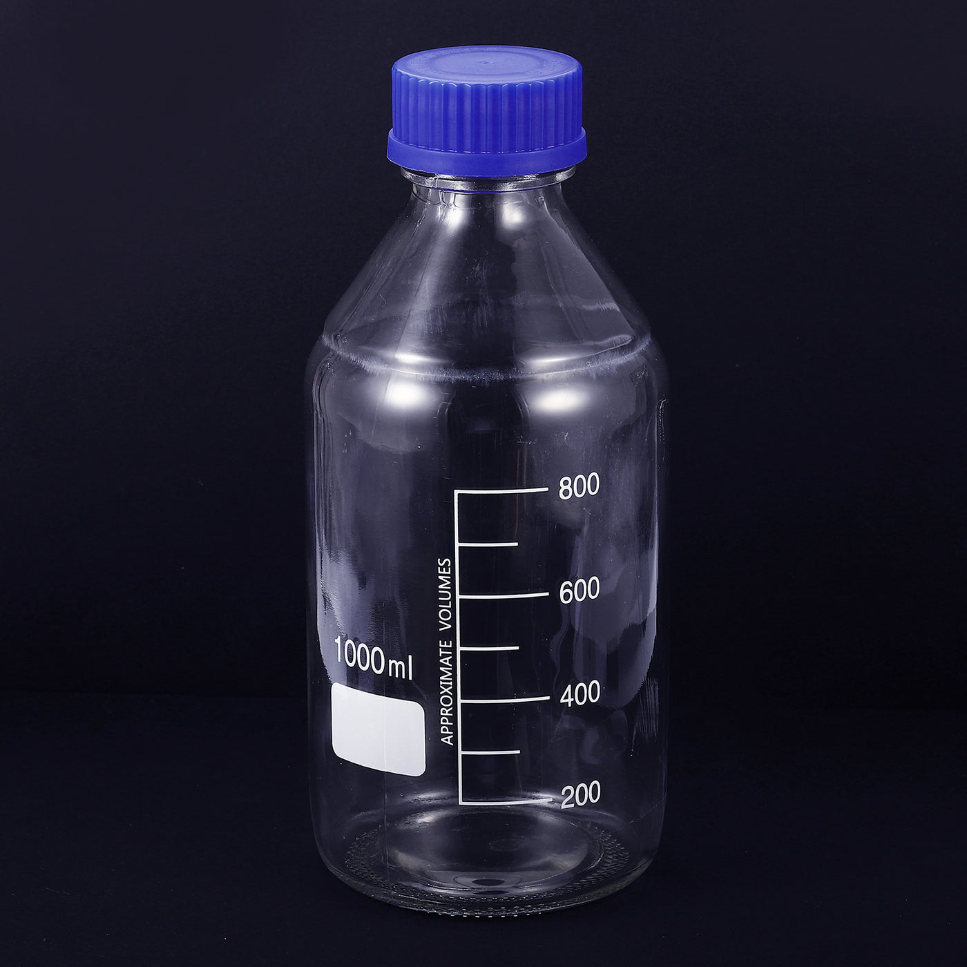 Harfington 1000mL Clear Reagent Media Graduated Glass Storage Bottle Blue Cap