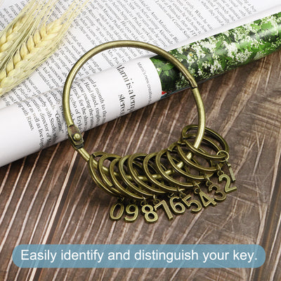 Harfington 3.2 Inch Dia Key Organizer Keychain, 1pcs Key Management Holder with 10 Digits Keys Rings for Office, Bronze