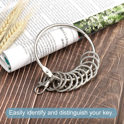 Harfington 3.4" Dia Key Organizer Schlüsselanhänger, 1pcs Key Management Halter mit 10 Schlüsselringen für Büro, Silber