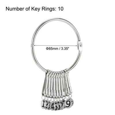 Harfington 3.4 Inch Dia Key Organizer Keychain, 1pcs Key Management Holder with 10 Digits Buckle Ring for Office, Silver