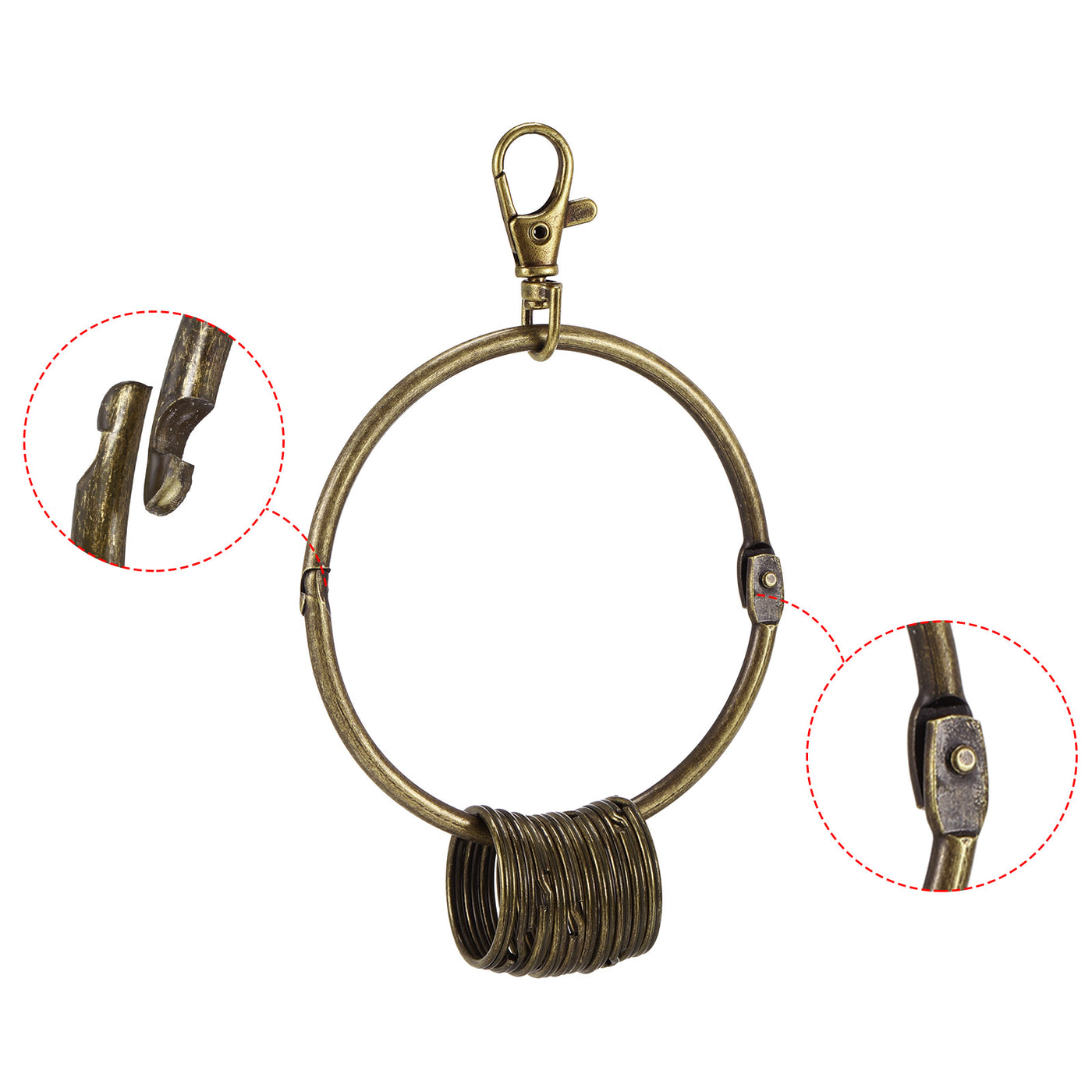 Harfington 3.2" Dia Key Organizer Schlüsselanhänger, 2pcs Key Management Halter mit 10 Schlüsselringen für Büro, Bronze