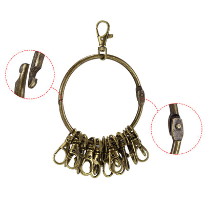 Harfington 3.4 Inch Dia Key Organizer Keychain, 1pcs Key Management Holder with 20 Buckle Ring for Office, Bronze