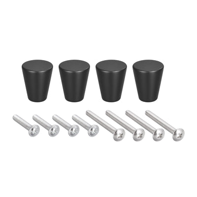 Harfington Uxcell 20x23mm Drawer Knobs, 4pcs Aluminum Alloy Wardrobe Pull Handles Black