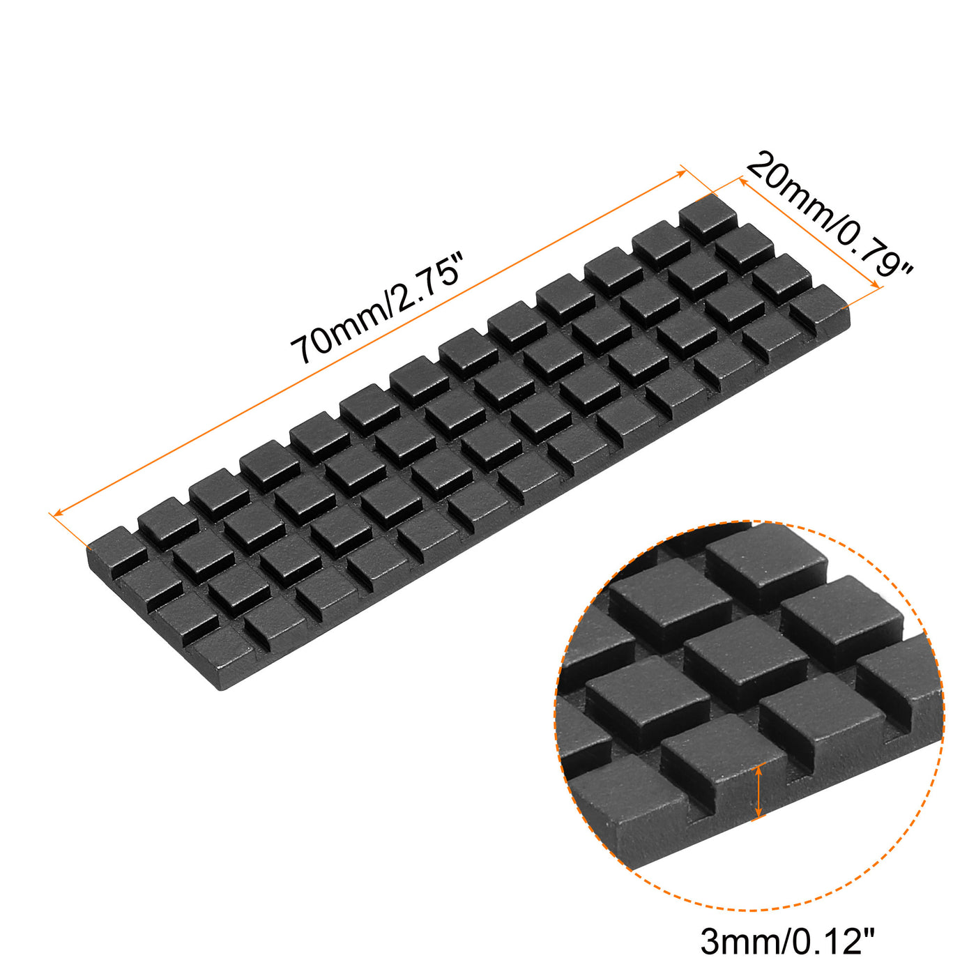 Harfington Copper Heatsink 70x20x3mm W Thermal Pad Rubber Ring for M.2 SSD PCB 1 Set