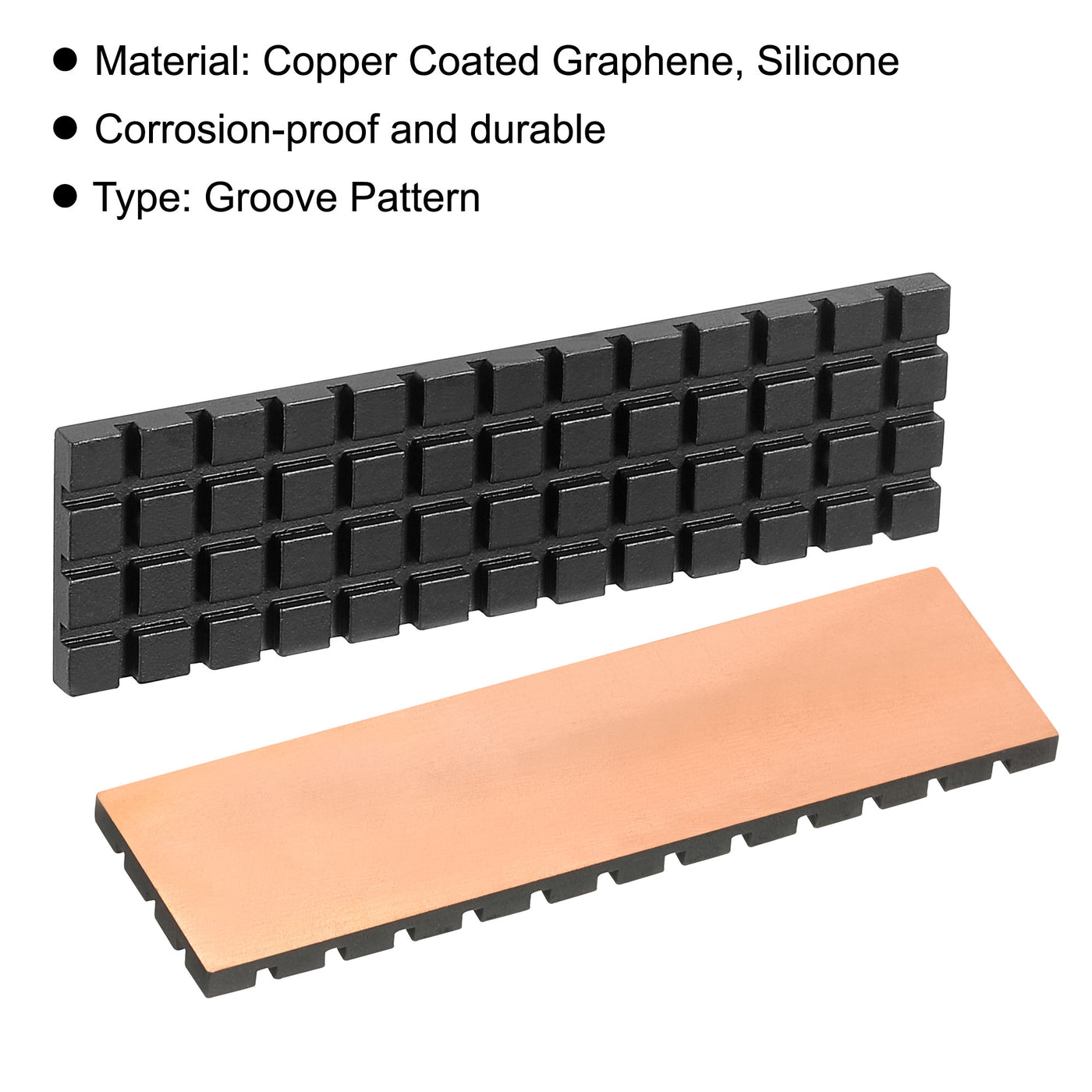 Harfington Copper Heatsink 70x20x3mm W Thermal Pad Rubber Ring for M.2 SSD PCB 1 Set