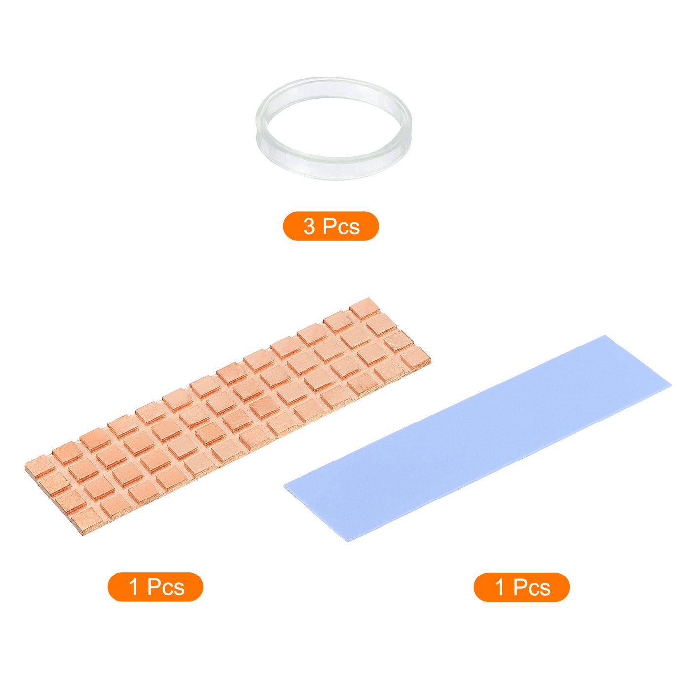 Harfington Copper Heatsink 70x20x1.5mm W Thermal Pad Rubber Ring for M.2 SSD Memory 1 Set