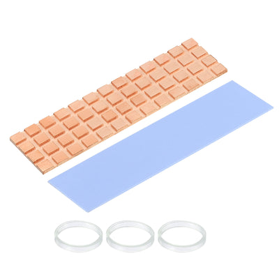 Harfington Copper Heatsink 70x20x1.5mm W Thermal Pad Rubber Ring for M.2 SSD Memory 1 Set