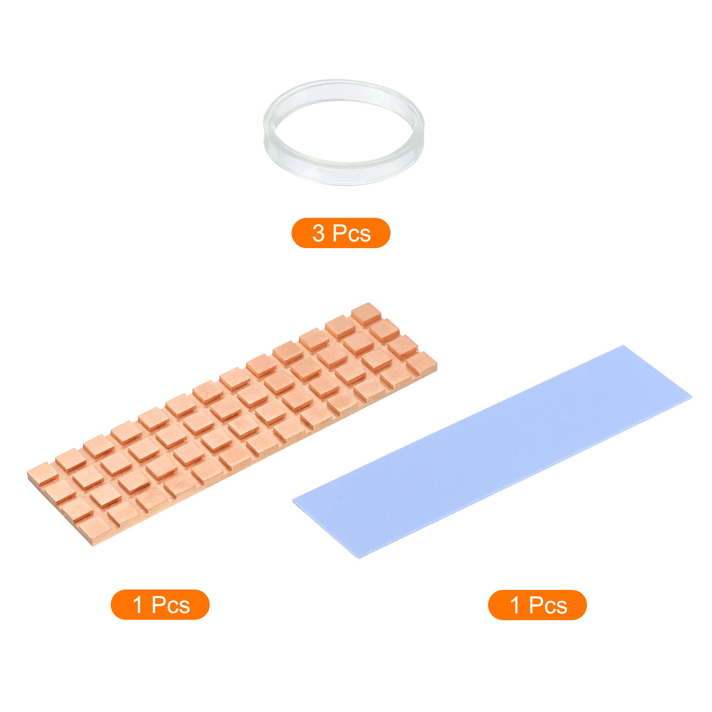 Harfington Copper Heatsink 70x20x2mm W Thermal Pad Rubber Ring for M.2 SSD Memory 1 Set