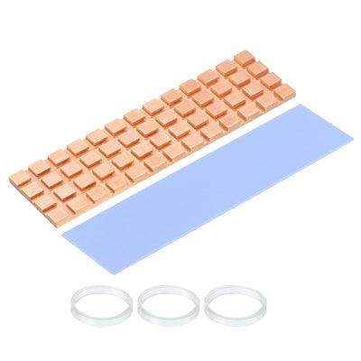 Harfington Copper Heatsink 70x20x2mm W Thermal Pad Rubber Ring for M.2 SSD Memory 1 Set